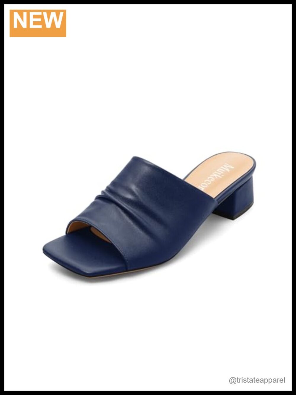 Women's Chunky Block Heel Square Open Toe Matte Slip On High Heel Sandals